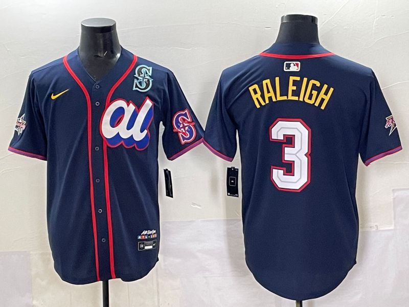 Men 2025 Seattle Mariners 3 Raleigh Drak Blue All star Nike MLB Jersey style 03